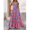 imagePRETTYGARDEN Womens Dresses 2025 Summer Floral Sleeveless Maxi Dress Casual Spaghetti Strap Tiered Flowy Beach Long DressFblue Pink