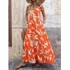 imagePRETTYGARDEN Womens Dresses 2025 Summer Floral Sleeveless Maxi Dress Casual Spaghetti Strap Tiered Flowy Beach Long DressForange