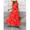 imagePRETTYGARDEN Womens Dresses 2025 Summer Floral Sleeveless Maxi Dress Casual Spaghetti Strap Tiered Flowy Beach Long DressFrust Red