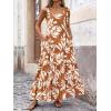 imagePRETTYGARDEN Womens Dresses 2025 Summer Floral Sleeveless Maxi Dress Casual Spaghetti Strap Tiered Flowy Beach Long DressLeaves Brown