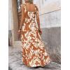 imagePRETTYGARDEN Womens Dresses 2025 Summer Floral Sleeveless Maxi Dress Casual Spaghetti Strap Tiered Flowy Beach Long DressLeaves Brown