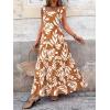 imagePRETTYGARDEN Womens Dresses 2025 Summer Floral Sleeveless Maxi Dress Casual Spaghetti Strap Tiered Flowy Beach Long DressLeaves Brown
