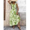 imagePRETTYGARDEN Womens Dresses 2025 Summer Floral Sleeveless Maxi Dress Casual Spaghetti Strap Tiered Flowy Beach Long DressLeaves Green