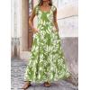 imagePRETTYGARDEN Womens Dresses 2025 Summer Floral Sleeveless Maxi Dress Casual Spaghetti Strap Tiered Flowy Beach Long DressLeaves Green