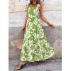 imagePRETTYGARDEN Womens Dresses 2025 Summer Floral Sleeveless Maxi Dress Casual Spaghetti Strap Tiered Flowy Beach Long DressLeaves Green