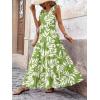 imagePRETTYGARDEN Womens Dresses 2025 Summer Floral Sleeveless Maxi Dress Casual Spaghetti Strap Tiered Flowy Beach Long DressLeaves Green