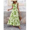 imagePRETTYGARDEN Womens Dresses 2025 Summer Floral Sleeveless Maxi Dress Casual Spaghetti Strap Tiered Flowy Beach Long DressLeaves Green