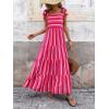 imagePRETTYGARDEN Womens Dresses 2025 Summer Floral Sleeveless Maxi Dress Casual Spaghetti Strap Tiered Flowy Beach Long DressSrose Red