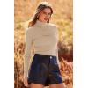 imagePRETTYGARDEN Womens Fall Fashion Turtleneck Pullover Sweaters Casual Long Sleeve Cable Knit Fitted Jumper TopsApricot