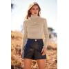 imagePRETTYGARDEN Womens Fall Fashion Turtleneck Pullover Sweaters Casual Long Sleeve Cable Knit Fitted Jumper TopsApricot