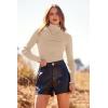 imagePRETTYGARDEN Womens Fall Fashion Turtleneck Pullover Sweaters Casual Long Sleeve Cable Knit Fitted Jumper TopsApricot