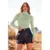 imagePRETTYGARDEN Womens Fall Fashion Turtleneck Pullover Sweaters Casual Long Sleeve Cable Knit Fitted Jumper TopsGreen