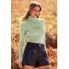 imagePRETTYGARDEN Womens Fall Fashion Turtleneck Pullover Sweaters Casual Long Sleeve Cable Knit Fitted Jumper TopsGreen