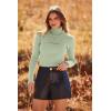 imagePRETTYGARDEN Womens Fall Fashion Turtleneck Pullover Sweaters Casual Long Sleeve Cable Knit Fitted Jumper TopsGreen