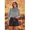 imagePRETTYGARDEN Womens Fall Fashion Turtleneck Pullover Sweaters Casual Long Sleeve Cable Knit Fitted Jumper TopsGrey