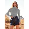 imagePRETTYGARDEN Womens Fall Fashion Turtleneck Pullover Sweaters Casual Long Sleeve Cable Knit Fitted Jumper TopsGrey