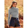 imagePRETTYGARDEN Womens Fall Fashion Turtleneck Pullover Sweaters Casual Long Sleeve Cable Knit Fitted Jumper TopsGrey