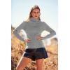 imagePRETTYGARDEN Womens Fall Fashion Turtleneck Pullover Sweaters Casual Long Sleeve Cable Knit Fitted Jumper TopsGrey