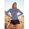 imagePRETTYGARDEN Womens Fall Fashion Turtleneck Pullover Sweaters Casual Long Sleeve Cable Knit Fitted Jumper TopsGrey Blue