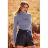 imagePRETTYGARDEN Womens Fall Fashion Turtleneck Pullover Sweaters Casual Long Sleeve Cable Knit Fitted Jumper TopsGrey Blue