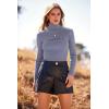imagePRETTYGARDEN Womens Fall Fashion Turtleneck Pullover Sweaters Casual Long Sleeve Cable Knit Fitted Jumper TopsGrey Blue