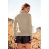 imagePRETTYGARDEN Womens Fall Fashion Turtleneck Pullover Sweaters Casual Long Sleeve Cable Knit Fitted Jumper TopsKhaki