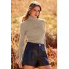 imagePRETTYGARDEN Womens Fall Fashion Turtleneck Pullover Sweaters Casual Long Sleeve Cable Knit Fitted Jumper TopsKhaki