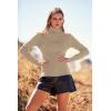 imagePRETTYGARDEN Womens Fall Fashion Turtleneck Pullover Sweaters Casual Long Sleeve Cable Knit Fitted Jumper TopsKhaki