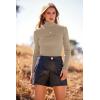 imagePRETTYGARDEN Womens Fall Fashion Turtleneck Pullover Sweaters Casual Long Sleeve Cable Knit Fitted Jumper TopsKhaki