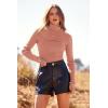 imagePRETTYGARDEN Womens Fall Fashion Turtleneck Pullover Sweaters Casual Long Sleeve Cable Knit Fitted Jumper TopsLight Pink