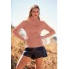 imagePRETTYGARDEN Womens Fall Fashion Turtleneck Pullover Sweaters Casual Long Sleeve Cable Knit Fitted Jumper TopsLight Pink