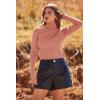 imagePRETTYGARDEN Womens Fall Fashion Turtleneck Pullover Sweaters Casual Long Sleeve Cable Knit Fitted Jumper TopsLight Pink