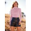 imagePRETTYGARDEN Womens Fall Fashion Turtleneck Pullover Sweaters Casual Long Sleeve Cable Knit Fitted Jumper TopsPink