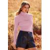 imagePRETTYGARDEN Womens Fall Fashion Turtleneck Pullover Sweaters Casual Long Sleeve Cable Knit Fitted Jumper TopsPink
