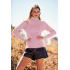 imagePRETTYGARDEN Womens Fall Fashion Turtleneck Pullover Sweaters Casual Long Sleeve Cable Knit Fitted Jumper TopsPink