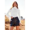 imagePRETTYGARDEN Womens Fall Fashion Turtleneck Pullover Sweaters Casual Long Sleeve Cable Knit Fitted Jumper TopsWhite