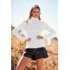 imagePRETTYGARDEN Womens Fall Fashion Turtleneck Pullover Sweaters Casual Long Sleeve Cable Knit Fitted Jumper TopsWhite