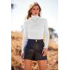 imagePRETTYGARDEN Womens Fall Fashion Turtleneck Pullover Sweaters Casual Long Sleeve Cable Knit Fitted Jumper TopsWhite