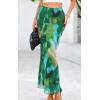 imagePRETTYGARDEN Womens Floral Print Mesh Long Skirt High Waisted Bodycon Fishtail Flowy Summer Maxi Skirts for Women TrendyFloral Green