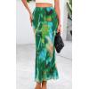 imagePRETTYGARDEN Womens Floral Print Mesh Long Skirt High Waisted Bodycon Fishtail Flowy Summer Maxi Skirts for Women TrendyFloral Green