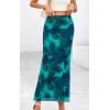 imagePRETTYGARDEN Womens Floral Print Mesh Long Skirt High Waisted Bodycon Fishtail Flowy Summer Maxi Skirts for Women TrendyFloral Lake Blue