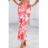 imagePRETTYGARDEN Womens Floral Print Mesh Long Skirt High Waisted Bodycon Fishtail Flowy Summer Maxi Skirts for Women TrendyFloral Light Orange
