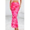 imagePRETTYGARDEN Womens Floral Print Mesh Long Skirt High Waisted Bodycon Fishtail Flowy Summer Maxi Skirts for Women TrendyFloral Pink