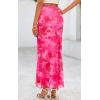 imagePRETTYGARDEN Womens Floral Print Mesh Long Skirt High Waisted Bodycon Fishtail Flowy Summer Maxi Skirts for Women TrendyFloral Pink