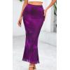 imagePRETTYGARDEN Womens Floral Print Mesh Long Skirt High Waisted Bodycon Fishtail Flowy Summer Maxi Skirts for Women TrendyFloral Purple