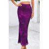 imagePRETTYGARDEN Womens Floral Print Mesh Long Skirt High Waisted Bodycon Fishtail Flowy Summer Maxi Skirts for Women TrendyFloral Purple