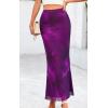 imagePRETTYGARDEN Womens Floral Print Mesh Long Skirt High Waisted Bodycon Fishtail Flowy Summer Maxi Skirts for Women TrendyFloral Purple