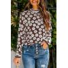 imagePRETTYGARDEN Womens Knit Floral Print Sweater Crewneck Long Sleeve Lightweight Pullover SweatshirtCoffee