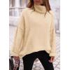 imagePRETTYGARDEN Womens Knit Oversized Sweater Fall Fashion Casual Long Sleeve Turtleneck Loose Chunky Pullover TopsBeige