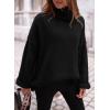 imagePRETTYGARDEN Womens Knit Oversized Sweater Fall Fashion Casual Long Sleeve Turtleneck Loose Chunky Pullover TopsBlack